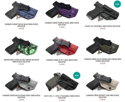 IWB KYDEX Holster Top Sellers, US Made, Always In Stock, Lifetime Warranty & Free Shipping from $34.95