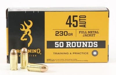 Browning .45ACP Ammunition Training & Practice 230gr FMJ 50 Rounds - $16.99 