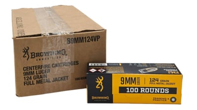 Browning 9mm 124 FMJ Ammunition 1000 Rounds - $229.99 