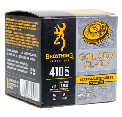 Browning BGC 410 Gauge 2.5" 1/2oz #8 1300FPS 250 Cartridge Case - $119.99 