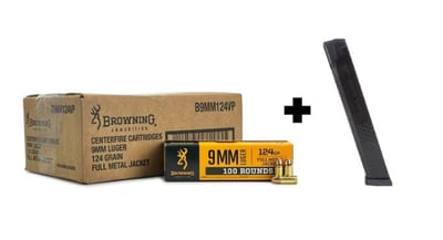 Browning Training & Practice 9mm 124 Gr FMJ 1000 Rounds - $210.21 after code "BF8" 
