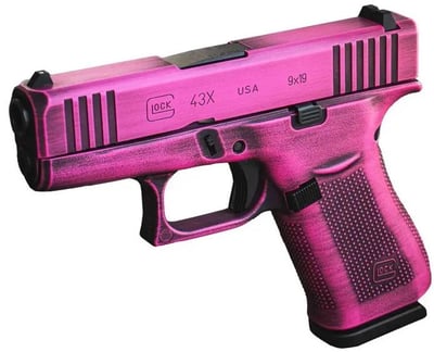 Glock 43X Battleworn Bubblegum Pink 9mm 3.4" Barrel 10-Rounds - $529.99 