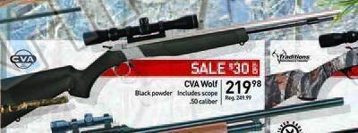 CVA Wolf Black powder with scope - $296.99 (Buyer’s Club price shown - all club orders over $49 ship FREE)