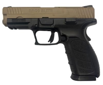 Buffalo Cartridge Co. 9MM Semi-Auto Pistol, BRG9 Elite 4" BBl, Grip Safety, Trigger Safety, Ambi Mag Release, 2-16 Rd Mags, Duo-Tone - Black/FDE - $299.99 