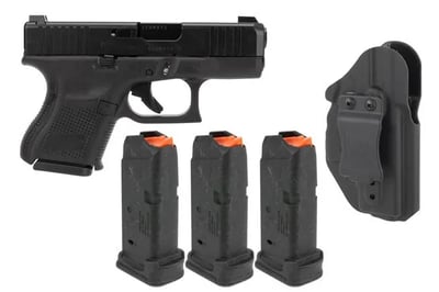 Glock *Blue Label* 26 Gen 5 9mm with Night Sights and LAG Tactical The Liberator MK II Ambi Holster & 3 Magpul PMAG 12 GL9 12 rnd mags - $500 