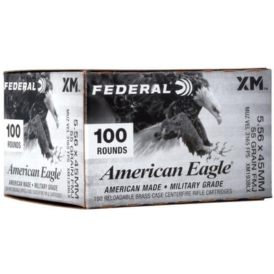 Federal American Eagle 5.56mm NATO Ammo 55 Grain FMJ 500 Rounds Pack - $290 (Free S/H)