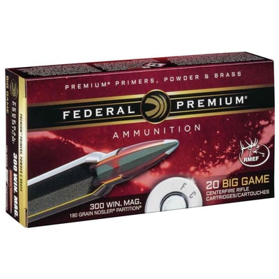 Federal Premium Vital Shok 300 Winchester Magnum 180gr Nosler Partition Rifle Ammo 20 Rounds - $35.97  (Free S/H over $75 or Free store pickup)