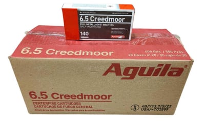 AGUILA 6.5 CREEDMOOR 140GR FMJ BT RIFLE AMMUNITION 500rd CASE - $479.99 + Free Shipping