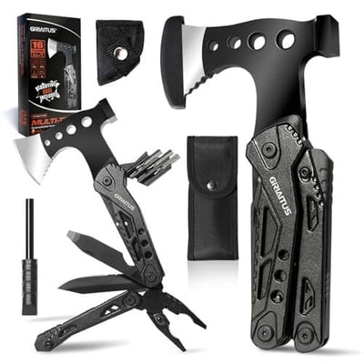 Camping Multitool Accessories 16 in 1 Upgraded Multi Tool Survival Gear with Axe Hammer Pliers Saw Screwdrivers Bottle Opener Whistle & Portable Sheath - $17.45 + FREE Shipping