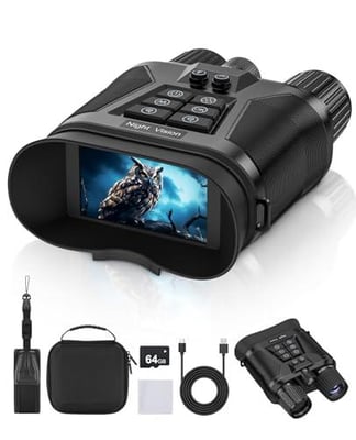 CVLIFE 4K Night Vision Binocular 3" Screen 5000mAh Rechargeable Battery with 64GB Card Backlit Button and Flashlight - $44.99 w/code "WLCCF7YQ" + FREE Shipping