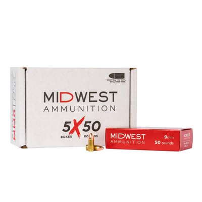 Midwest Ammunition 9mm 115 Grain FMJ 250 Round Pack - $79.99