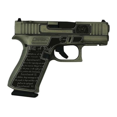 Glock G43X MOS Custom Trump 2024 Crushed Silver Distressed Subcompact 9mm 3.41" 10rds, Silver - $459.99 