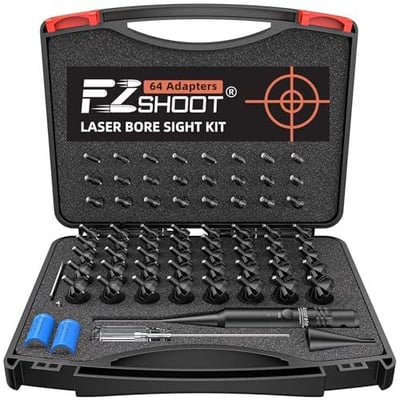 EZshoot Green/Red Bore Sight Kit with 64 Adapters Fit 0.17 to 12 GA Calibers - $17.4 w/code "3EJ65AOI" + FREE Shipping