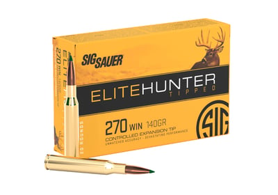 Sig Sauer Ammo .270 Win 140gr 20rd Sig Elite Tipped CF Rifle - E270TH140-20 - $14.99 