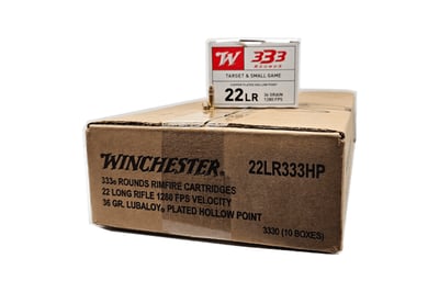 Winchester 22LR Ammo 36 Grain Hollow Point Copper Plated Rimfire Ammo - 3330 round case - $164.95 