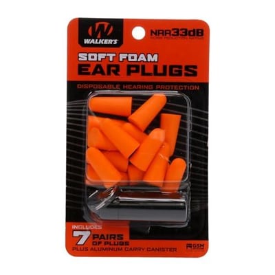 Walker's 7 Pairs Neon Orange Foam Ear Plugs with Black Aluminum Canister - $2.49 + FREE Shipping
