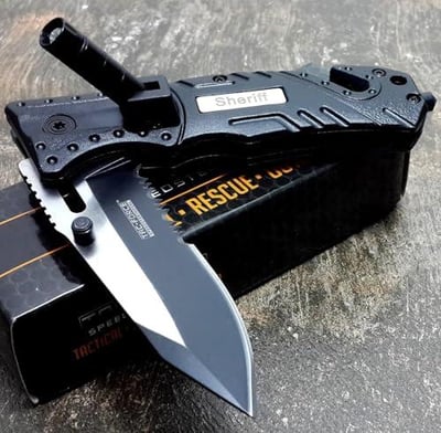 Tac-Force Pocket Folding Knife, 8" Overall, Two Tone Silver and Black Blade, LED Light for Emergency, Rescue, EMT, EDC - $11.19 + FREE Shipping