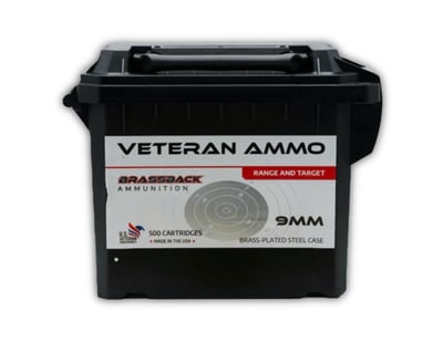Hyperion Munitions Veteran 9mm 115gr FMJ Ammo, 500 Rd Bulk Can - $139.99 