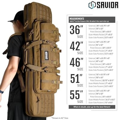 Savior Equipment American Classic Double Long Gun Bag Transportation Case w/Backpack Strap, 32" 36" 42" 46" 51" 55" (7 Colors) from $69.99 + FREE Shipping