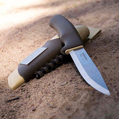 Morakniv Bushcraft Stainless Steel 4.3" Fixed-Blade Survival Knife with Fire Starter and Sharpener, Desert Tan - $52.22 (Free S/H over $25)