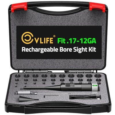 CVLIFE Upgraded Rechargeable Bore Sight with 32 Adapter Kit Green/Red Fits .17 to 12GA Calibers - $30.23 w/code "BDNQM2LQ" + FREE Shipping