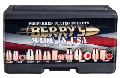 Berry's Preferred Plated Pistol Bullets - .45 - 230 Grain - RN .452 250 ct - $31.98 (Free S/H over $50)