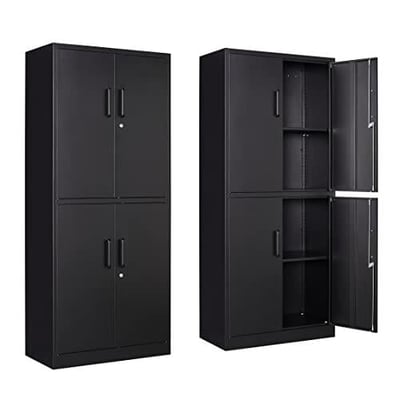 Yizosh Metal Storage Locking Cabinet 4 Doors 2 Adj Shelves 71" Storage (Black) - $149.99 after $10 Off code (Free S/H over $25)