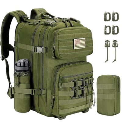 40% off CVLIFE 60L-50L Large Tactical Backpack for Men, 900D Heavy Duty Bug out Bag, Expandable Molle Military Backpack, Army 3 Day Assault Pack Rucking Bag for Hunting, Hiking, Camping, Green w/code 7KFUY87F + FREE Shipping