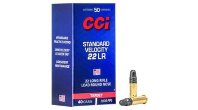 CCI Ammunition Standard Velocity .22 Long Rifle 40 Grain Lead Round Nose Rimfire Ammo, 50 Rounds, 35 - $4.49 (Free S/H over $49 + Get 2% back from your order in OP Bucks)