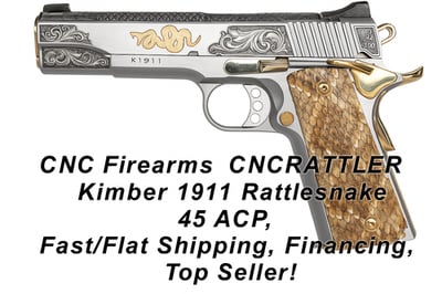 Cnc Firearms CNCRATTLER Kimber 1911 Rattlesnake 45 ACP-Flat/Fast Shipping, No Sales tax, No CC fees - $2751