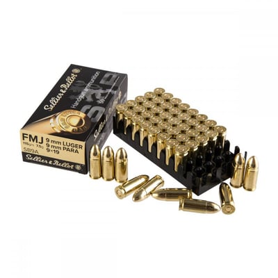 SELLIER & BELLOT - HANDGUN AMMO 9MM LUGER FMJ 124GR 5 boxes (250 rounds) - $104.95 w/code "PTT" (Free S/H over $99)