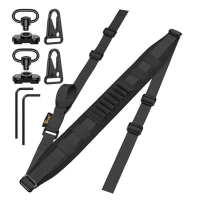 CVLIFE Two Point Sling with Quick Adjustment Length Loop,Removable Shoulder Pad with 7 Elastic Loops for 9mm-13mm Calibers with 2 Pack 360° Metal Swivels - $10 w/code "CD44TXEC" + FREE Shipping