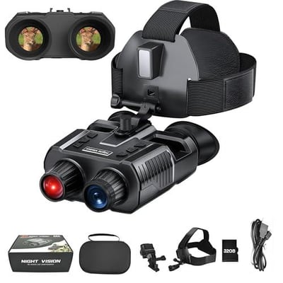Qpingan Night Vision Goggles 4K HD Infrared Head Mounted Dual 1.4" Screen 8X Digital Zoom 3000mAh Battery 32G Card - $144.99 + FREE Shipping
