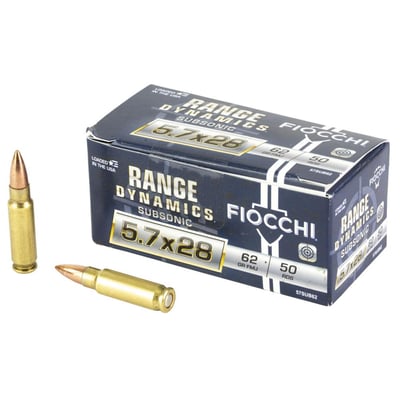 Fiocchi Range Dynamics 5.7x28mm Ammunition, 50 Rounds FMJ 62Gr - $19.99 