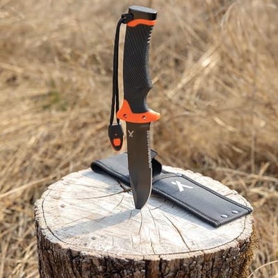 Bear Grylls Ultimate Knife - Fixed Blade Knife, Full Tang with Serrated Edge, Fire Striking Edge and Emergency Whistle, Includes Sheath - 4.75” Blade, Stainless Steel Blade, Black - $21.99 + FREE Shipping