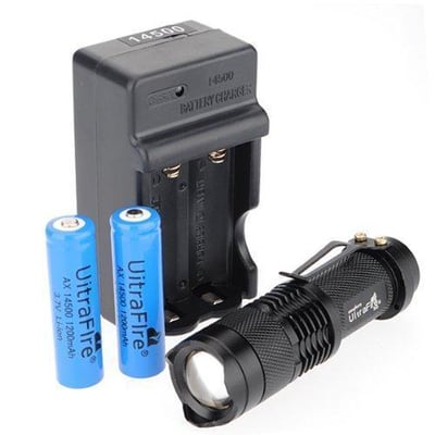 UltraFire 7W CREE Q5 LED ZOOMABLE Flashlight Torch Lamp 14500 + Charger SA3 - $6.99 shipped (Free S/H over $25)
