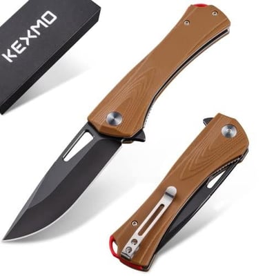 KEXMO Pocket Knife with Clip D2 Steel G10 Handle EDC - $14.99 w/code "50DS317S" (Free S/H over $25)