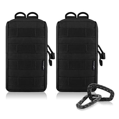 FUNANASUN 2 Pack Molle Pouches Tactical Compact Water-Resistant EDC Utility Pouch Bags (L size, Black) - $13.95 (Free S/H over $25)