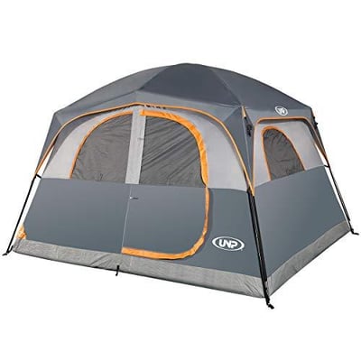 UNP Tents 6 Person Waterproof Windproof Easy Setup,Double Layer Family Camping Tent with 1 Mesh Door & 5 Large Mesh Windows -10'X9'X78in(H) Gray - $113.88 + FREE Shipping