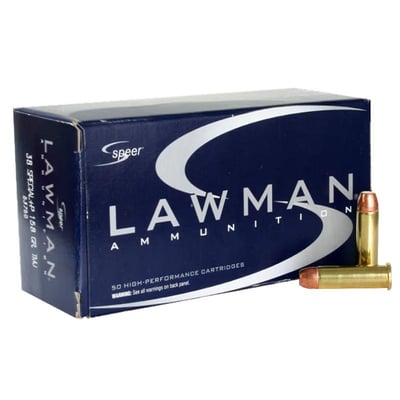 Speer Lawman 38 Special Ammo 158 Grain +P Total Metal Jacket - $22.50 (FREE Shipping on Firearms and Bulk Ammo)