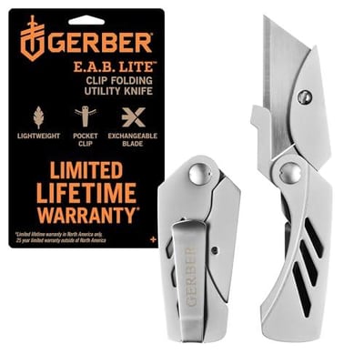 Gerber Gear EAB Lite Pocket Razor Knife with Money Clip - EDC Gear Folding Stainless Steel Utility Knife with Box Cutter Blade for Everyday Carry - $12.99 + FREE Shipping