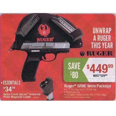 Ruger SR9E 9mm Package - $329.99 (Free Shipping over $50)