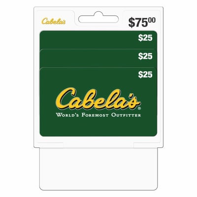 $25 Cabela's Gift Card, 3 pk. - BJs Wholesale Club $75 for $58.49 (~22% off)