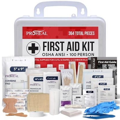 100 Person OSHA Compliant First Aid Kit - Type III, ANSI Class A Emergency Kit - 364 Piece Essential First Aid Supplies - $59.99 with $5 Off Coupon on Site + FREE Shipping