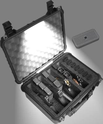 Case Club 4 Pistol and 20 Magazine Pre-Cut Heavy Duty Waterproof Case with Included Silica Gel Canister to Help Prevent Gun Rust (Lighted) - $74.95 + FREE Shipping