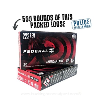 Federal American Eagle .223 Remington 62 Grain FMJ Boat Tail Ammo - 500 loose rounds (Police Trade Bulk Pack) - $249.99 + FREE Shipping