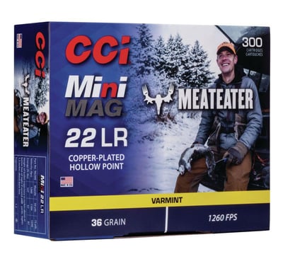 CCI Meat Eater Mini Mag 36 gr CPHP .22 LR Ammunition 300 Rounds - 962ME - $25.49 