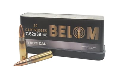 Belom Ammuntion 7.62x39mm 123 Gr FMJ Brass Case 20/Box - $12.99