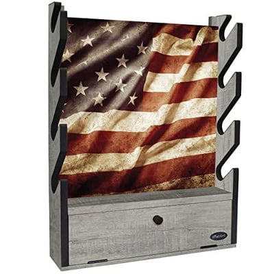 Rush Creek Creations Gun Rack, Wall Mount Gun Rack for Rifles or Shotguns, Patriotic American Flag Design, Additional Storage for Gun Accessories - $62.1 + FREE Shipping