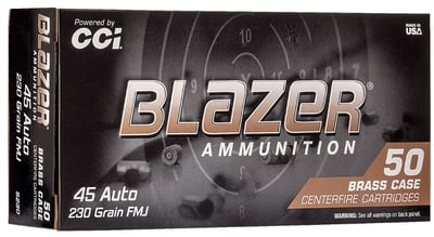 CCI 5230 Blazer Brass .45 ACP Ammo 230 GR FMJ Brass 50 Rounds - $17.79 